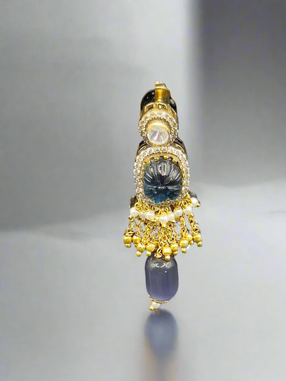 Moissanite "Carved Sapphire" Pendant Set With Amethyst Stones