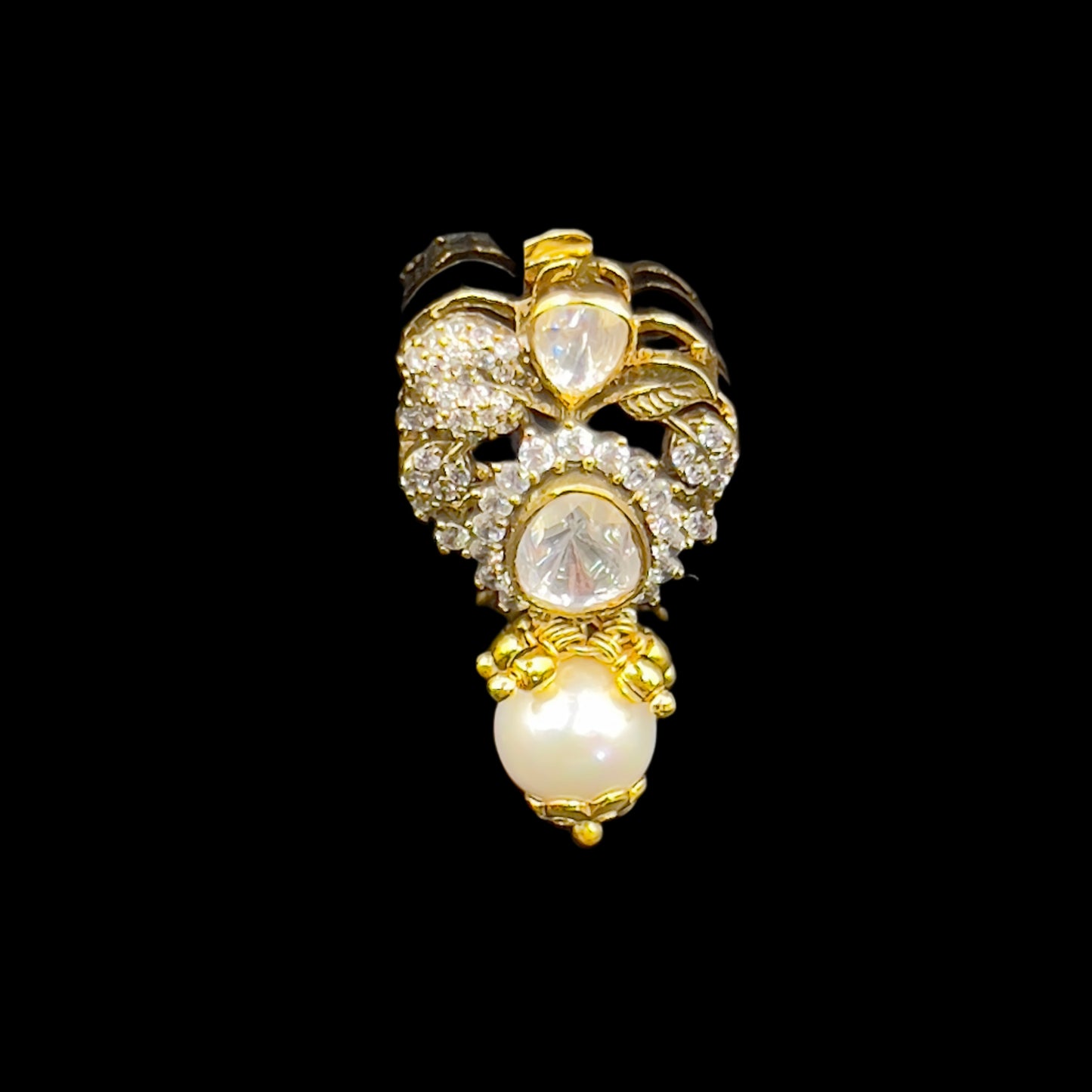 Moissanite "Peacock" Pendant Set With Pearls