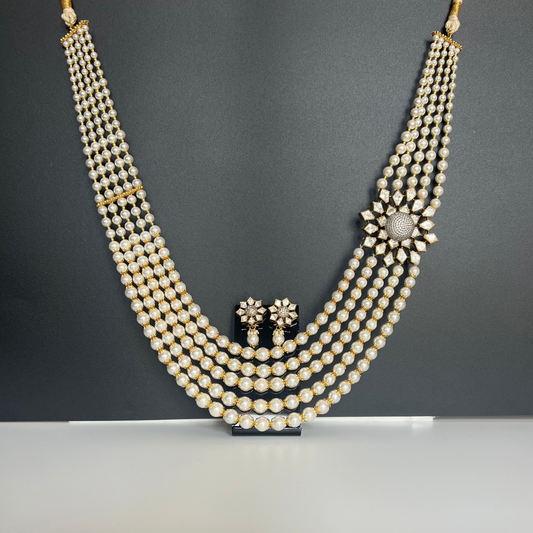 Moissanite "Royal Queen" Adjustable Set With Multi Pearls Chain.
