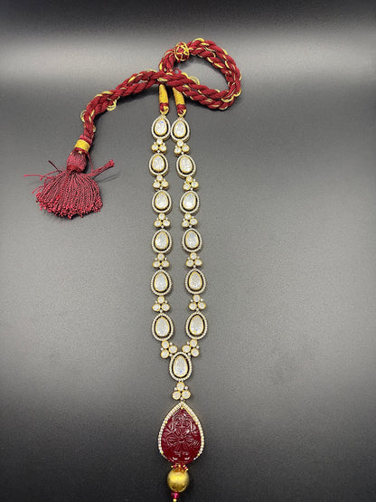 Moissanite "Pear Shaped" Adjustable Set With Carved Ruby Stone