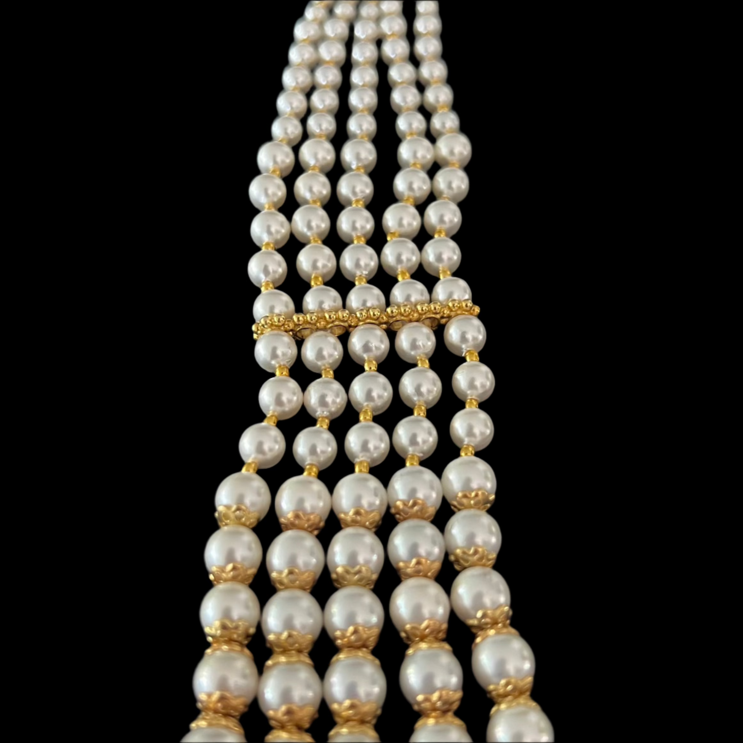 Moissanite "Royal Queen" Adjustable Set With Multi Pearls Chain.