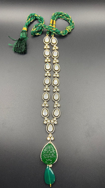 Moissanite "Pear Shaped" Adjustable Set With Carved Stone